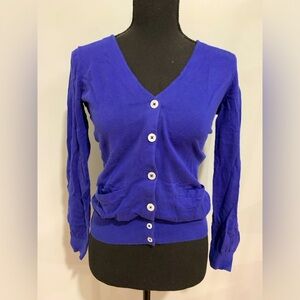 H&M Indigo Button-Front Knit Cardigan